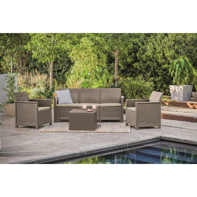 Keter zahradní set Elodie 3 cappuccino s úložným stolem